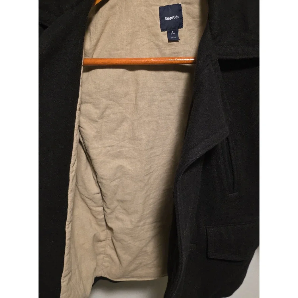 Gap Kids Black Wool Peacoat Jacket Double Breasted Warm Winter Coat Small 6-7